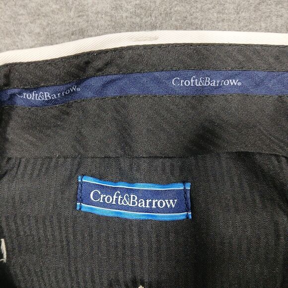 Croft & Barrow Men's Ivory Dress Pants Size 40x32 Pleated Front Rolled Cuff Hem - Picture 9 of 12